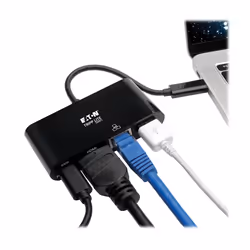 Tripp Lite U444-06N-HGUB-C USB-C Multiport Adapter - HDMI, USB 3.x (5Gbps) Hub Port, Gigabit Ethernet, 60W PD Charging, HDCP, Black - Additional view 6