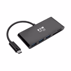 Tripp Lite U460-003-3AMB 3-Port USB-C Hub with Card Reader, USB 3.x (5Gbps) Hub Ports and Card Reader Ports, Black, USB 3.2 G ...