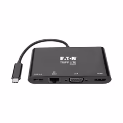 Tripp Lite U444-06N-HV4GUB USB-C Multiport Adapter - 4K HDMI, VGA, USB 3.x (5Gbps) Hub Port, GbE, HDCP, Black - Additional view 6