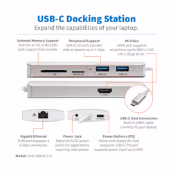 Tripp Lite U442-DOCK11-S USB-C Dock - 4K HDMI, USB 3.x (5Gbps), USB-A/C Hub, GbE, Memory Card, 60W PD Charging