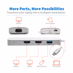 Tripp Lite U442-DOCK12-S USB-C Dock, Triple Display - HDMI, VGA, USB 3.x (5Gbps), USB-A Hub, 60W PD Charging