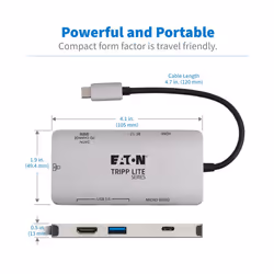 Tripp Lite U442-DOCK5-GY USB-C Dock - 4K HDMI, USB 3.x (5Gbps), USB-A/C Hub Ports, GbE, Memory Card, 100W PD Charging - Additional view 4