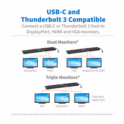 Tripp Lite U442-DOCK7D-B USB-C Dock, Triple Display - 4K HDMI & DP, VGA, USB 3.x (5Gbps) and USB 2.0 Hub Ports, GbE, 100W PD Charging - Additional view 4