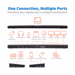 Tripp Lite U442-DOCK7D-B USB-C Dock, Triple Display - 4K HDMI & DP, VGA, USB 3.x (5Gbps) and USB 2.0 Hub Ports, GbE, 100W PD Charging - Additional view 5