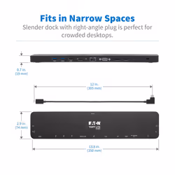 Tripp Lite U442-DOCK7D-B USB-C Dock, Triple Display - 4K HDMI & DP, VGA, USB 3.x (5Gbps) and USB 2.0 Hub Ports, GbE, 100W PD Charging - Additional view 7