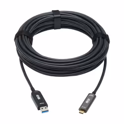 Tripp Lite U428F-10M-D321 USB-A to USB-C AOC Cable (M/M) - USB 3.2 Gen 2 (10Gbps) Plenum-Rated Fiber Active Optical - Data Only, Backward Compatible, Black, 10 m (33 ft.)