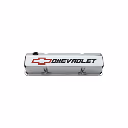 Proform PFM141-930 Valve Covers Slant Edge Tall Die Cast Chrome with Recessed Bowtie Logo