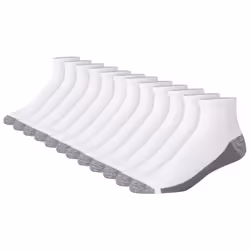 Hanes Men's Max Cushioned Ankle Socks Moisture-Wicking with Odor Control Multi-Pack White-12 6-12