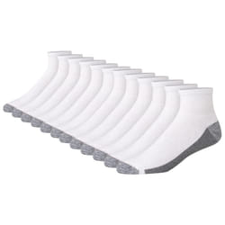 Hanes Men's Max Cushioned Ankle Socks  Moisture-Wicking with Odor Control  Multi-Pack  White-12  6-12