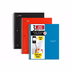 Five Star 930081, Monochromatic, Assorted colours, Black, Blue, Red, 150 sheets, Lined paper, Softcover, Universal
