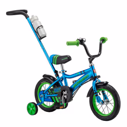 Schwinn Grit Push Steer and Ride Kids Bike Boys Beginner Bicycle 12-Inch Wheels with Training Wheels Parent Push Handle ...