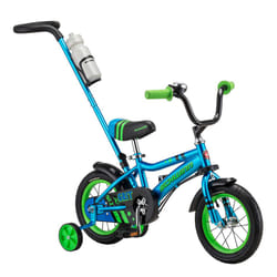 Schwinn Grit Push Steer and Ride Kids Bike  Boys Beginner Bicycle  12-Inch Wheels  with Training Wheels  Parent Push Handle  Water Bottle and Holder