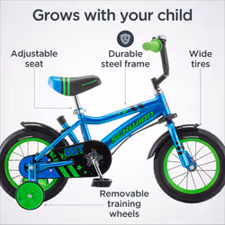 Schwinn Grit Push Steer and Ride Kids Bike  Boys Beginner Bicycle  12-Inch Wheels  with Training Wheels  Parent Push Handle  Water Bottle and Holder