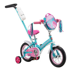 Schwinn Petunia Push Steer and Ride Kids Bike  Girls Beginner Bicycle  12-Inch Wheels  with Training Wheels  Parent Push Handle  Streamers  Handlebar