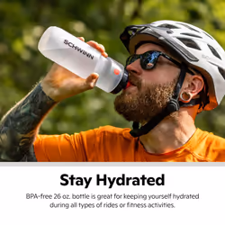 Schwinn Translucent Sport Water Bottle and Bottle Holder Combo  26 oz or 750 ml  BPA-Free Squeeze Sport Bottle with Ounce Markers  Easy to A
