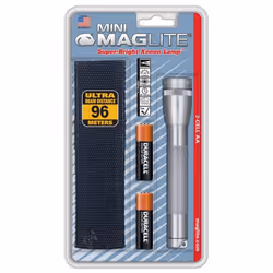 Maglite Mini Incandescent 2-Cell Aa Flashlight With Holster Gray