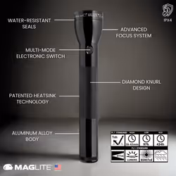 Mag-Lite ML300L 4D LED Torch Flashlight Black ML300L-S4015