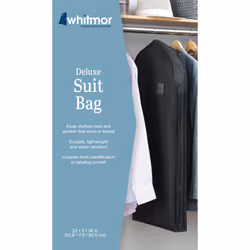 Whitmor Deluxe Zippered Suit Bag  Black