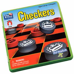 Playmonster Take ‘N’ Play Anywhere Checkers, Checker set, Travel/pocket, International, Adult & Child, 5 yr(s), Black, Red