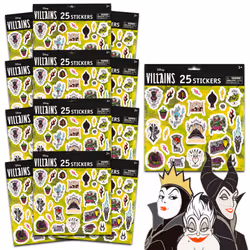 Disney Villains Stickers 12 Pack - 300 Disney Villains Stickers Party