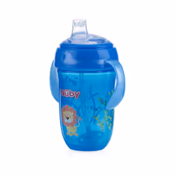Nuby Comfort Trainer 2 Handle Cup with 360 Weighted Straw and Soft Silicone Spout 9 Oz Boy Colors May Vary