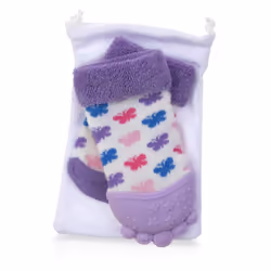 Nuby Soothing Teether Sock  Purple Butterfly  5""