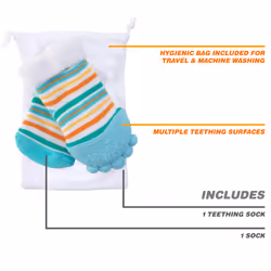 Nuby Soothing Teether Sock  Baby Blue Stripes  5""