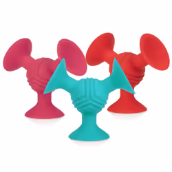 Nuby Silly Three Prong Interactive Suction Toy with Built in Rattle  Aqua