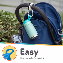 Nuby Thirsty Kids No Spill Flip-It Reflex Stainless Steel Travel Cup or Water Bottle - 10 Oz - 18+ Months - Aqua Mint