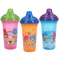 Nuby 3 Piece No Spill Easy Sippy Cups with Vari-Flo Valve Hard Spout Nickelodeon Shimmer & Shine 9 Oz