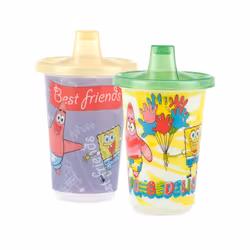 Nuby 6 Pack Polypropylene Wash or Toss Reusable Cups & Lids with Spout  Nickelodeon SpongeBob SquarePants  10 oz.