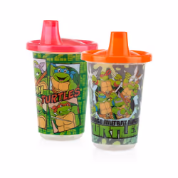 Nuby 6 Pack Wash or Toss Reusable Cups & Lids with Spout  Nickelodeon Teenage Mutant Ninja Turtles  10 Oz