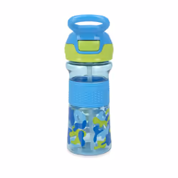 Nuby Thirsty Kids No Spill Flip-It Reflex Travel Cup with Soft Silicone Spout  12 Oz  Aqua Camo