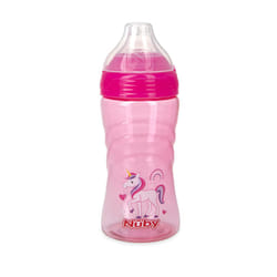 Nuby Thirsty Kids No Spill Sip-It Sport Tritan Travel Cup with Soft Silicone Spout and Hygiene Cover  12 Oz  Pink Unicorn Print