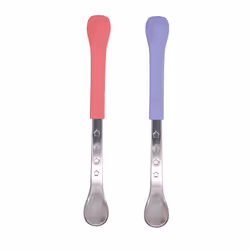 2-in-1 Hot Safe Feeding Spoons - (2-Pack) Spoons for Babies 6+ Months - Pink and Purple