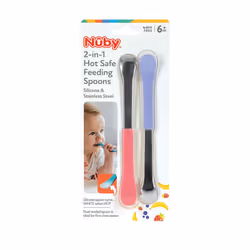 2-in-1 Hot Safe Feeding Spoons - (2-Pack) Spoons for Babies 6+ Months - Pink and Purple