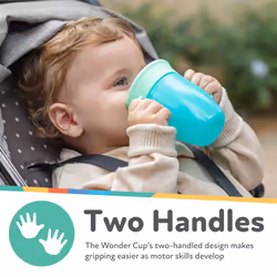 Nuby Wonder Cup with 360 Smart Edge Silicone Rim - (3-Pack) 7 oz - Aqua/Purple/Pink
