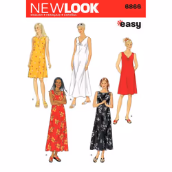 New Look 6866 Size A Misses' Dresses Sewing Pattern, Multi-Colour