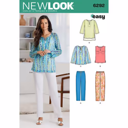 New Look 6292 Size A Misses' Tunic or Top and Pull-On Pants Sewing Pattern, Multi-Colour