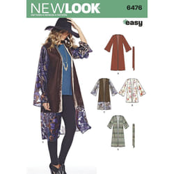 New Look Pattern 6476 Misses' Easy Kimono with Length and Sleeve Variation, Paper, White, 22 x 15 x 1 cm