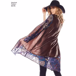 New Look Pattern 6476 Misses' Easy Kimono with Length and Sleeve Variation, Paper, White, 22 x 15 x 1 cm