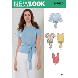 New Look Sewing Pattern N6620 Misses' Wrap Tops, Paper, White, Various