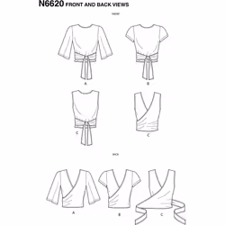 New Look Sewing Pattern N6620 Misses' Wrap Tops, Paper, White, Various