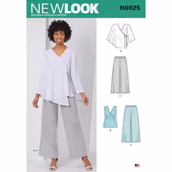 New Look Sewing Pattern N6625A Misses' Tops and Pull On Pants, Paper, White, Various