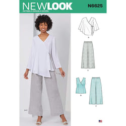 New Look Sewing Pattern N6625A Misses' Tops and Pull On Pants, Paper, White, Various