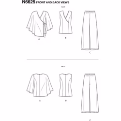 New Look Sewing Pattern N6625A Misses' Tops and Pull On Pants, Paper, White, Various