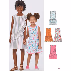 New Look Sewing Pattern N6630 Children's and Girls' Dresses, Paper, White, Various