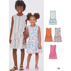 New Look Sewing Pattern N6630 Children's and Girls' Dresses, Paper, White, Various