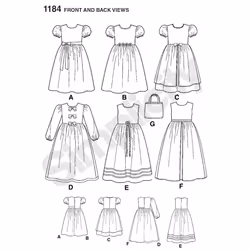 Simplicity US1184HH Girls Dress and Purse Sewing Patterns  Sizes 36