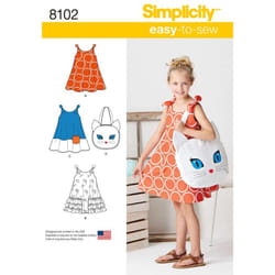 Simplicity 8102 Girl's Cat Tote Bag and Sundress Sewing Pattern  Sizes 3-8